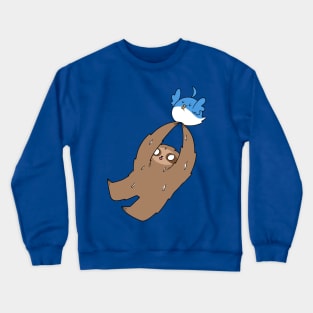 Sloth Flying Away with Chubby Bird Crewneck Sweatshirt